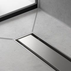 RainDrain Match Trim Zero/ Tile 39 3/8" with Height Adjustable Frame in Brushed Stainless Steel | detail photo