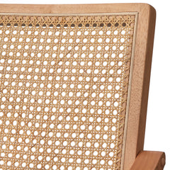 Accent Armchair, Beige Polyester Blend with Light Oak Legs