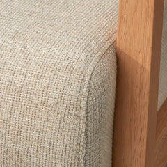 Accent Armchair, Beige Polyester Blend with Light Oak Legs