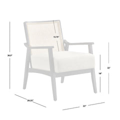 Accent Armchair, Beige Polyester Blend with Light Oak Legs