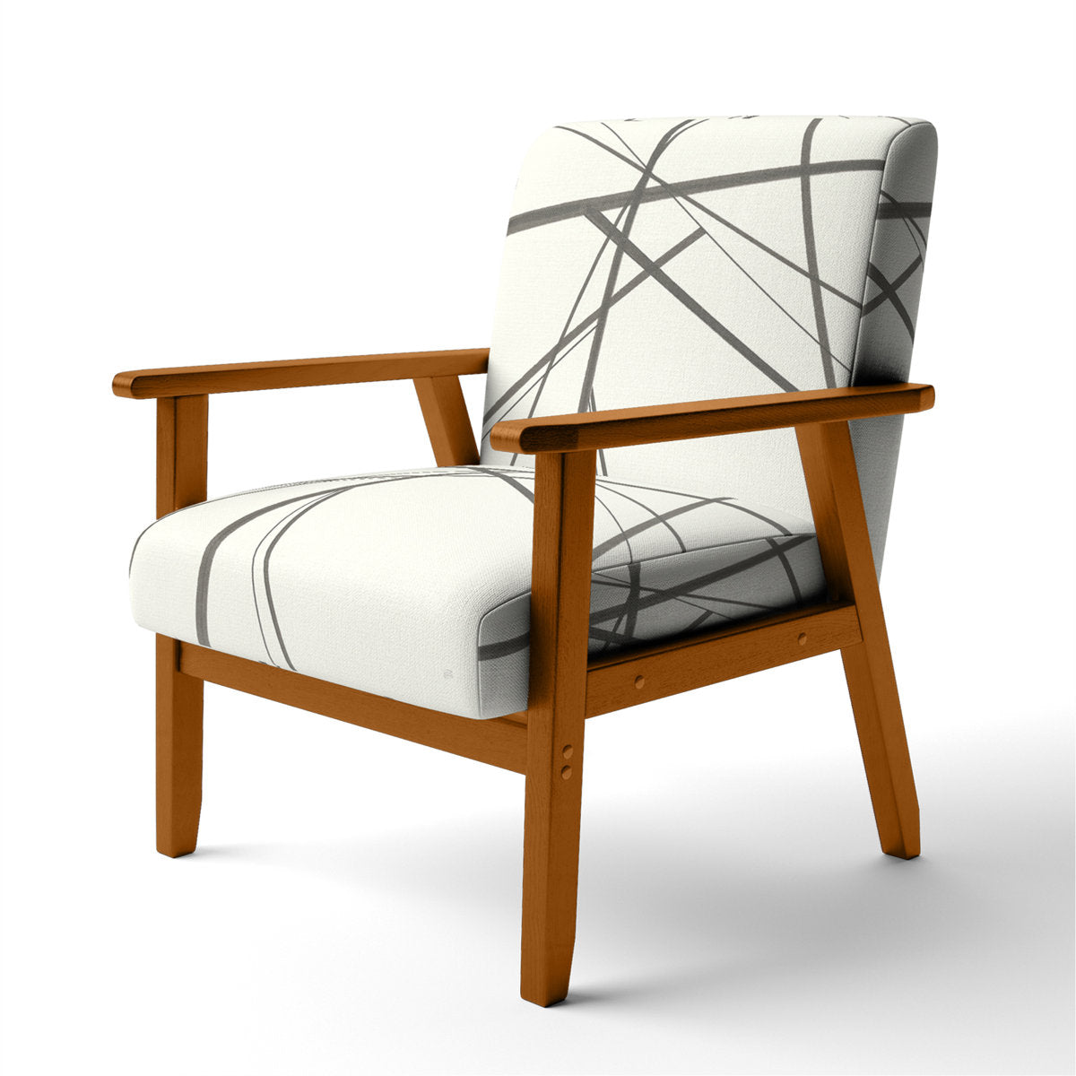Accent Armchair, Black Velvet with Brown Wood Legs