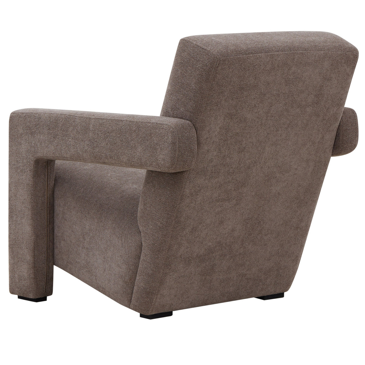 Accent Armchair, Brown Boucle Upholstery, Solid Wood Legs