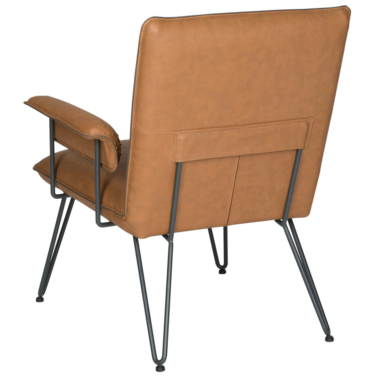 Accent Armchair, Camel Faux Leather with Black Metal Legs