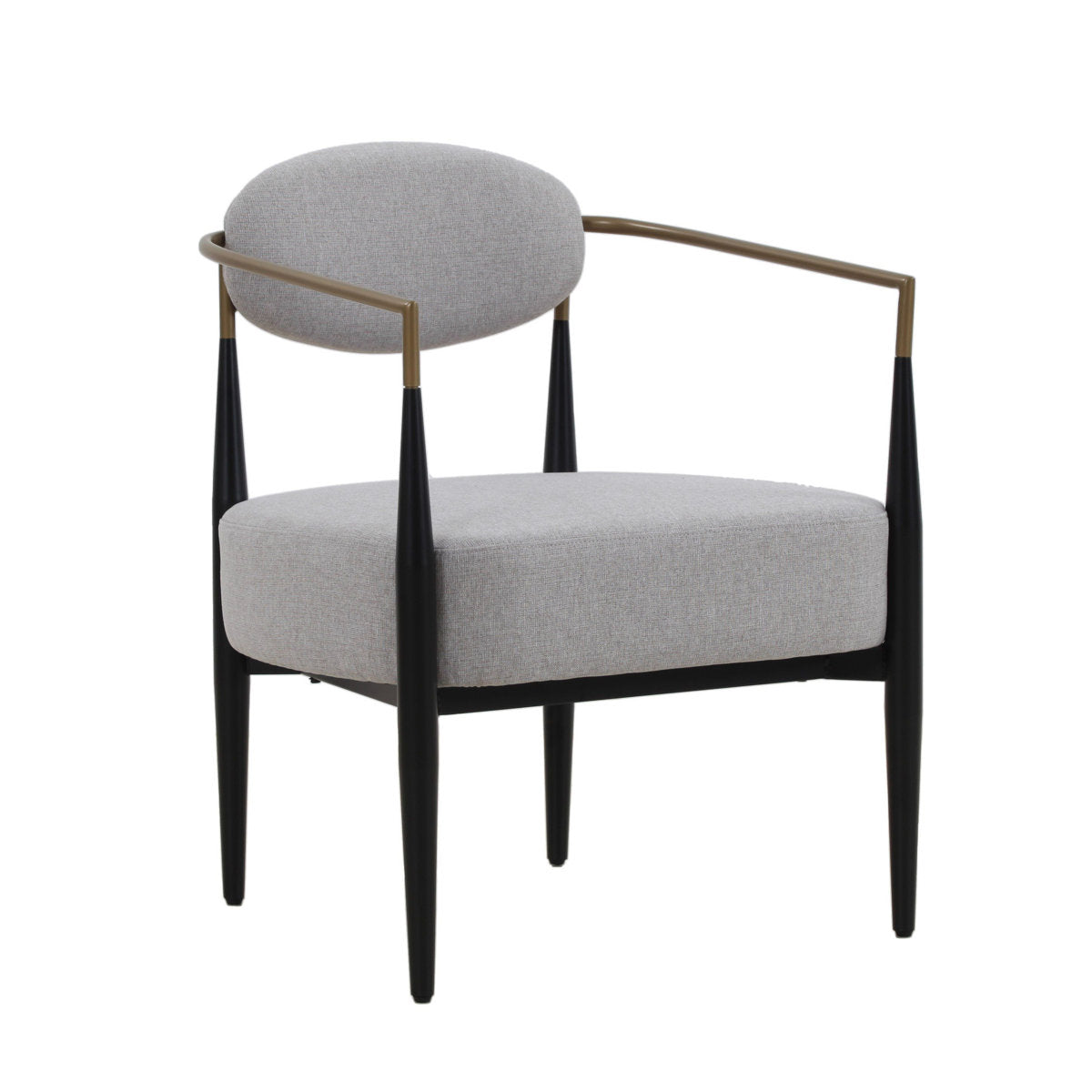 Accent Armchair, Cotton Polyester Upholstery, Black Metal Legs