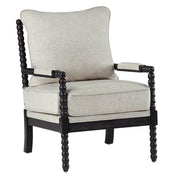 Accent Armchair, Cream Polyester with Black Solid Wood Legs