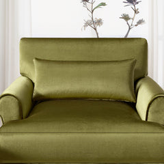 Accent Armchair, Green Velvet with Brown Wood Legs