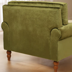 Accent Armchair, Green Velvet with Brown Wood Legs