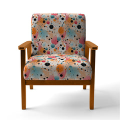Accent Armchair in Black, Pink and Orange Polka Dot Velvet