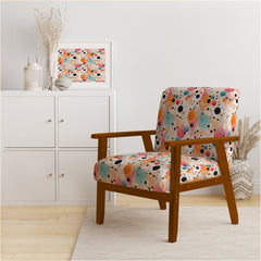 Accent Armchair in Black, Pink and Orange Polka Dot Velvet