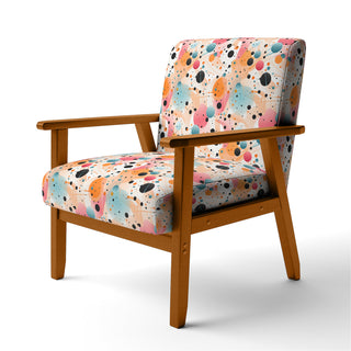 Accent Armchair in Black, Pink and Orange Polka Dot Velvet