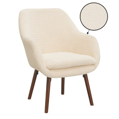 Accent Armchair in Cream Sherpa with Coffee Bean Solid Wood Legs