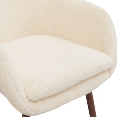 Accent Armchair in Cream Sherpa with Coffee Bean Solid Wood Legs