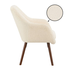 Accent Armchair in Cream Sherpa with Coffee Bean Solid Wood Legs