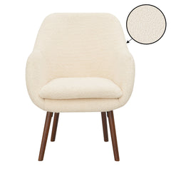 Accent Armchair in Cream Sherpa with Coffee Bean Solid Wood Legs