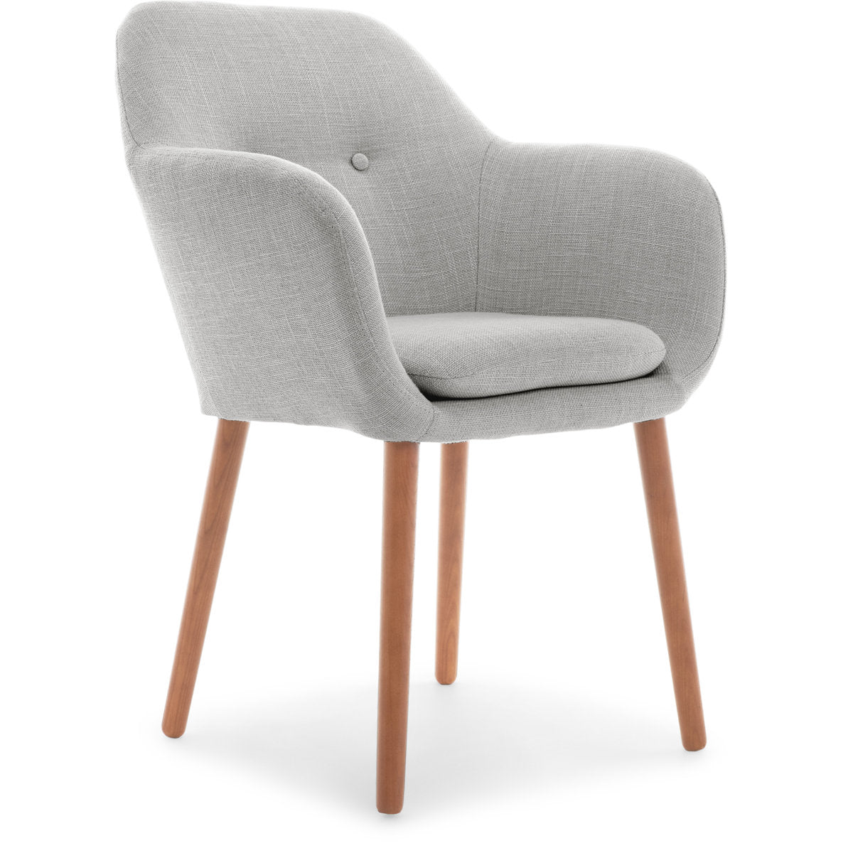 Accent Armchair in Gray Polyester Blend with Brown Wood Legs