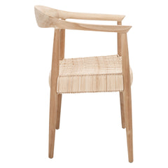 Accent Armchair in Natural Teak with Natural Woven Rattan Seat