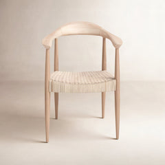 Accent Armchair in Natural Teak with Natural Woven Rattan Seat