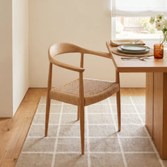 Accent Armchair in Natural Teak with Natural Woven Rattan Seat