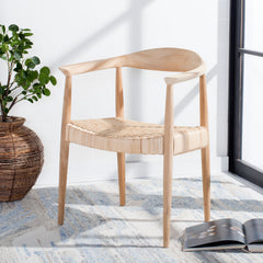 Accent Armchair in Natural Teak with Natural Woven Rattan Seat