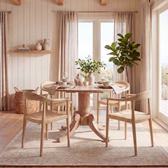 Accent Armchair in Natural Teak with Natural Woven Rattan Seat