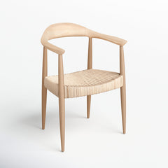Accent Armchair in Natural Teak with Natural Woven Rattan Seat
