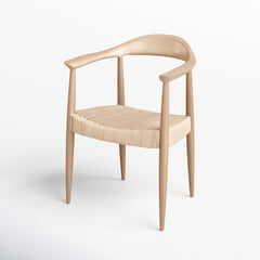 Accent Armchair in Natural Teak with Natural Woven Rattan Seat