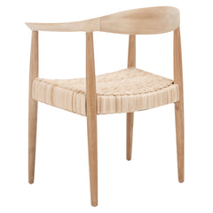 Accent Armchair in Natural Teak with Natural Woven Rattan Seat