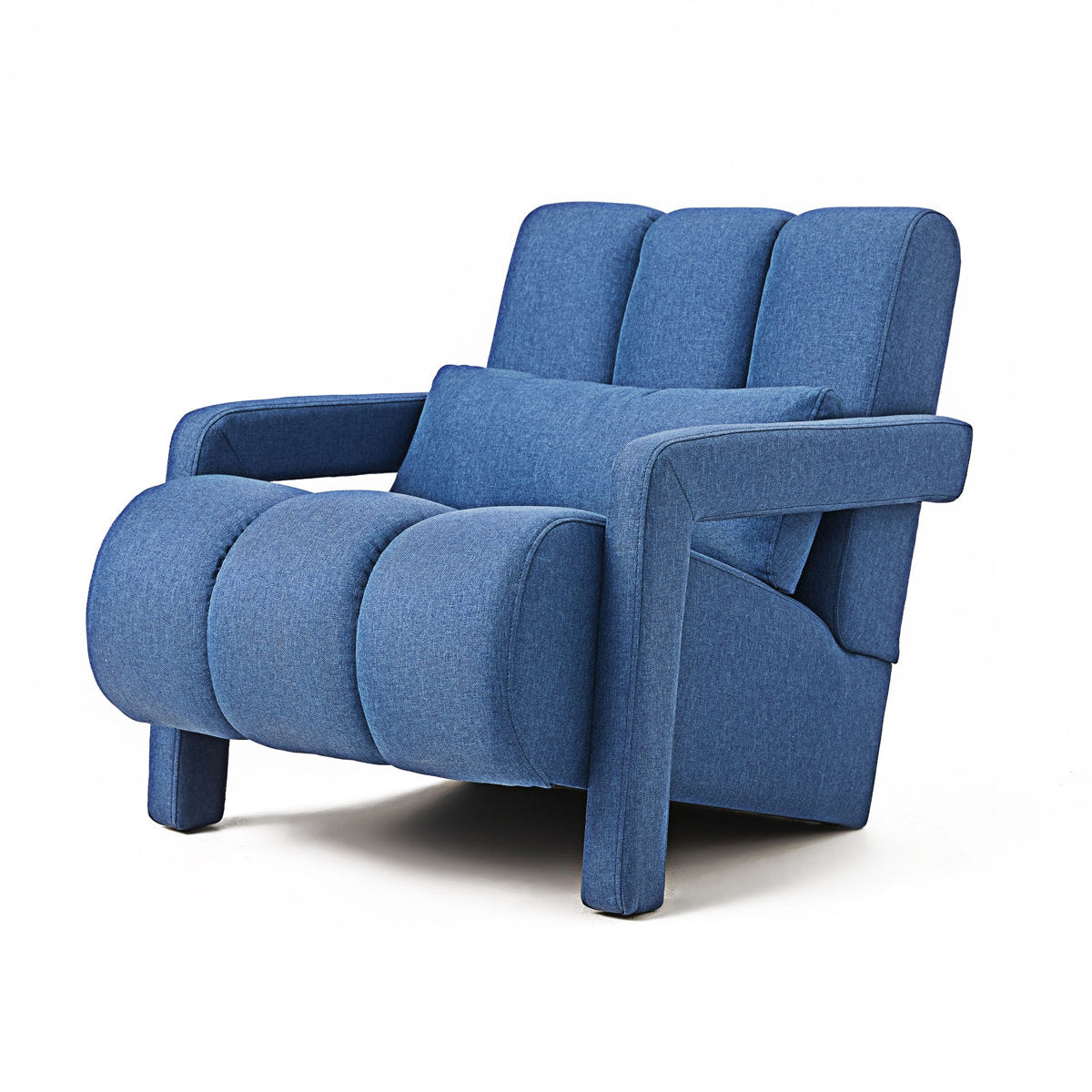 Accent Armchair in Navy Blue Linen Upholstery