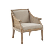 Accent Armchair in Polyester with Cane Arms and Solid Wood Frame
