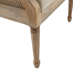 Accent Armchair in Polyester with Cane Arms and Solid Wood Frame
