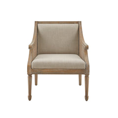 Accent Armchair in Polyester with Cane Arms and Solid Wood Frame