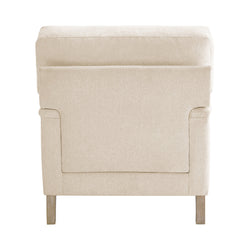 Accent Armchair in Warm Beige Polyester with Gray Wood Legs