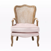 Accent Armchair, Light Pink Velvet with Solid Oak Frame