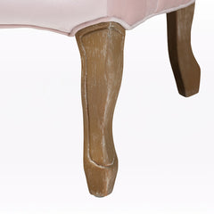 Accent Armchair, Light Pink Velvet with Solid Oak Frame