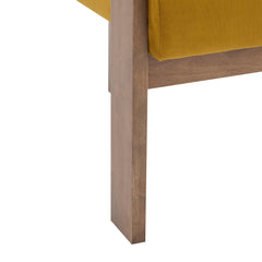 Accent Armchair, Mustard Yellow Velvet with Walnut Finish Legs
