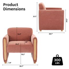 Accent Armchair, Pink Chenille with Solid Wood Frame