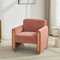 Accent Armchair, Pink Chenille with Solid Wood Frame
