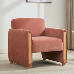 Accent Armchair, Pink Chenille with Solid Wood Frame