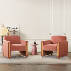 Accent Armchair, Pink Chenille with Solid Wood Frame
