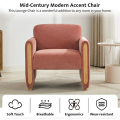 Accent Armchair, Pink Chenille with Solid Wood Frame
