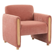 Accent Armchair, Pink Chenille with Solid Wood Frame