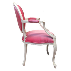 Accent Armchair, Pink Polyester with Beech Wood Frame