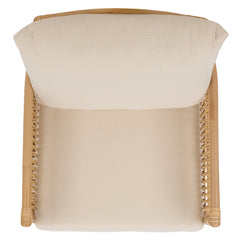 Accent Armchair, Rattan Frame with White Cotton Blend Upholstery