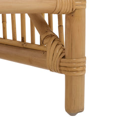 Accent Armchair, Rattan Frame with White Cotton Blend Upholstery