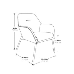 Accent Armchair, Sand Faux Leather with Black Metal Legs