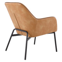 Accent Armchair, Sand Faux Leather with Black Metal Legs