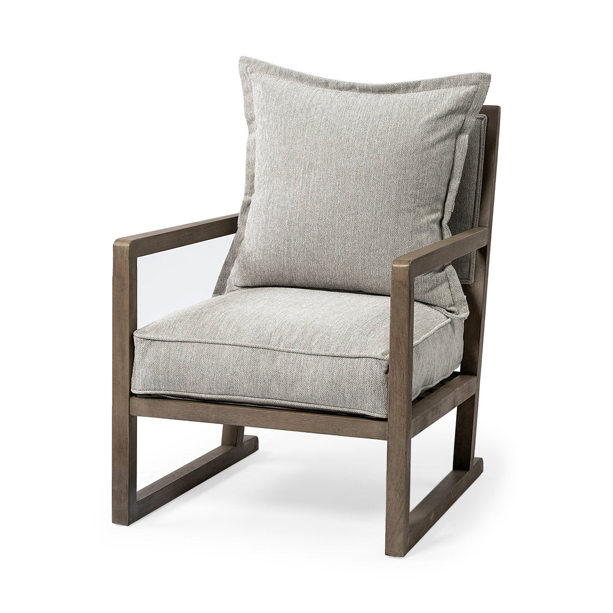 Accent Armchair, Solid Wood Frame, Upholstered Fabric