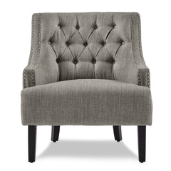 Accent Armchair, Taupe Polyester with Black Finish Legs