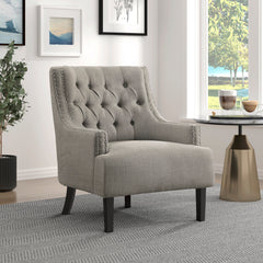 Accent Armchair, Taupe Polyester with Black Finish Legs