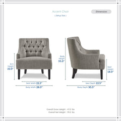 Accent Armchair, Taupe Polyester with Black Finish Legs